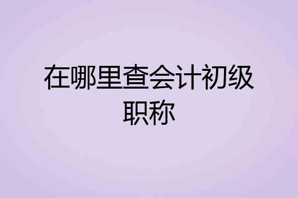 在哪里查会计初级职称