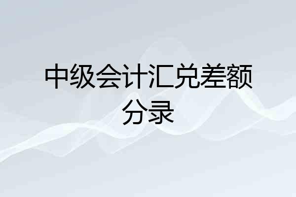 中级会计汇兑差额分录