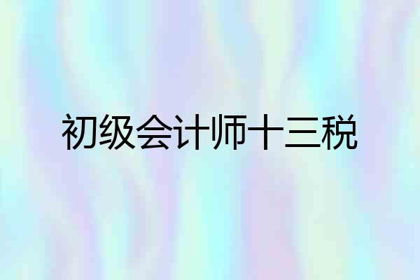 初级会计师十三税