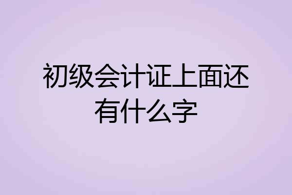 初级会计证上面还有什么字