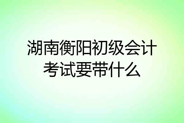 湖南衡阳初级会计考试要带什么