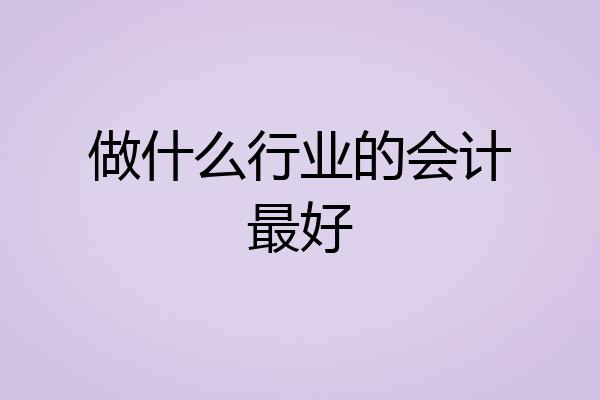 做什么行业的会计最好