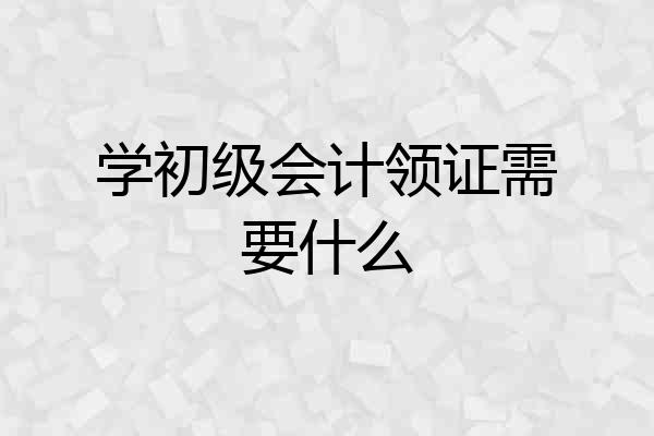 学初级会计领证需要什么