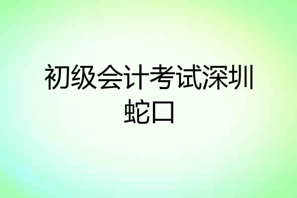 初级会计考试深圳蛇口