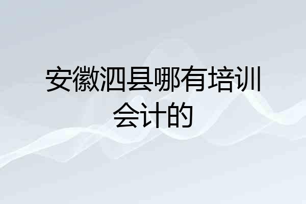 安徽泗县哪有培训会计的