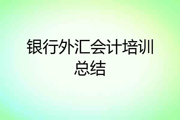 银行外汇会计培训总结