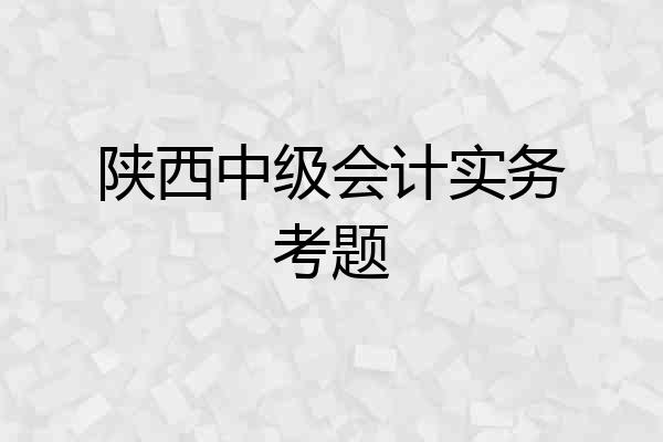 陕西中级会计实务考题