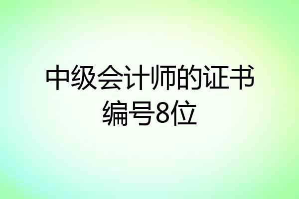 中级会计师的证书编号8位