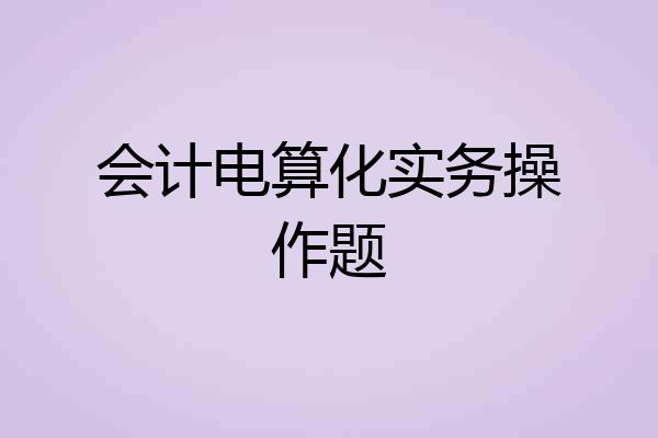 会计电算化实务操作题
