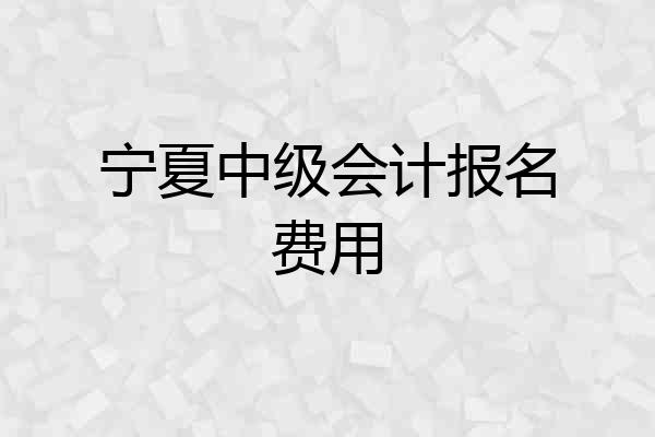 宁夏中级会计报名费用