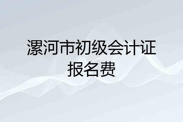 漯河市初级会计证报名费