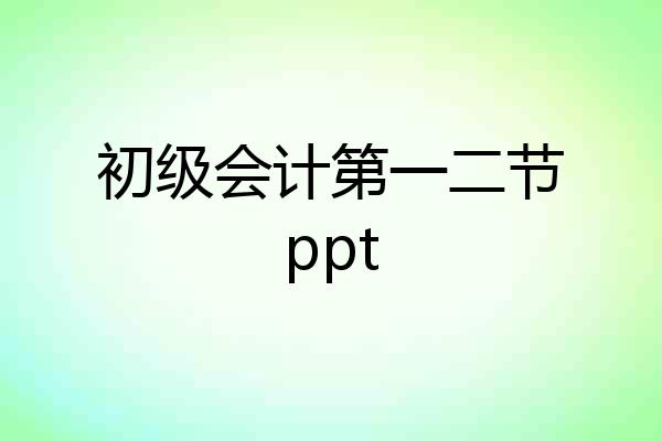 初级会计第一二节ppt