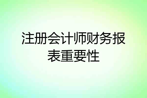 注册会计师财务报表重要性