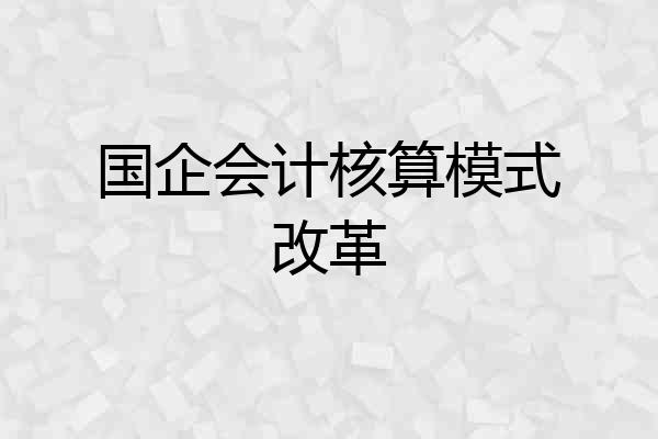 国企会计核算模式改革