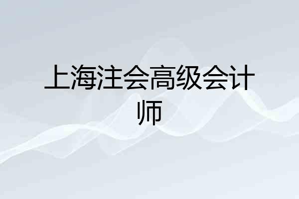 上海注会高级会计师