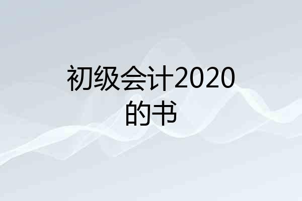 初级会计2020的书