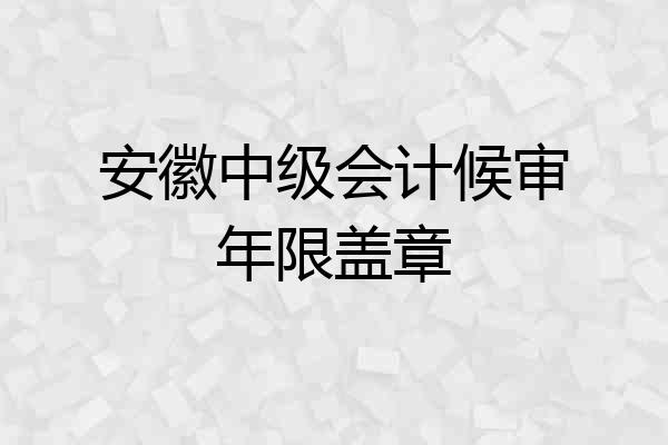 安徽中级会计候审年限盖章