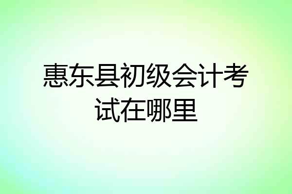 惠东县初级会计考试在哪里