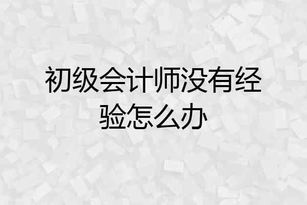初级会计师没有经验怎么办