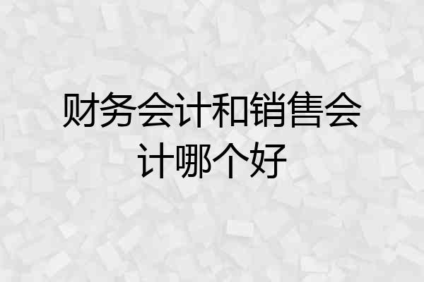 财务会计和销售会计哪个好