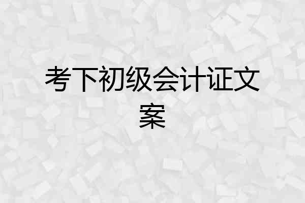 考下初级会计证文案