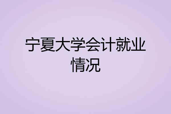 宁夏大学会计就业情况