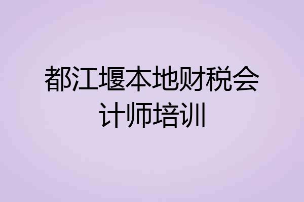 都江堰本地财税会计师培训