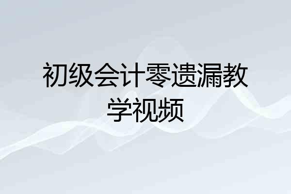 初级会计零遗漏教学视频