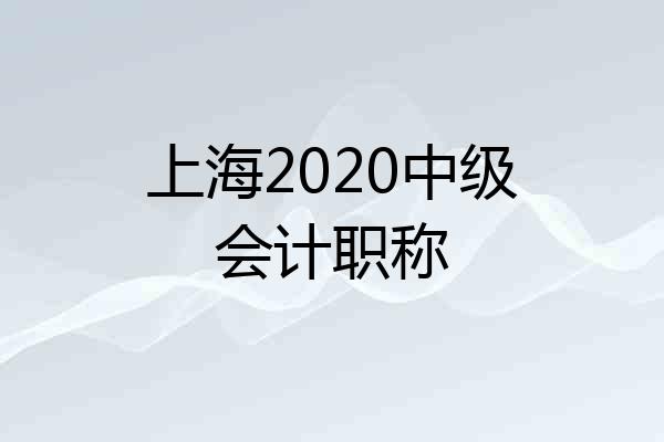 上海2020中级会计职称