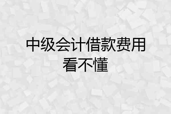 中级会计借款费用看不懂