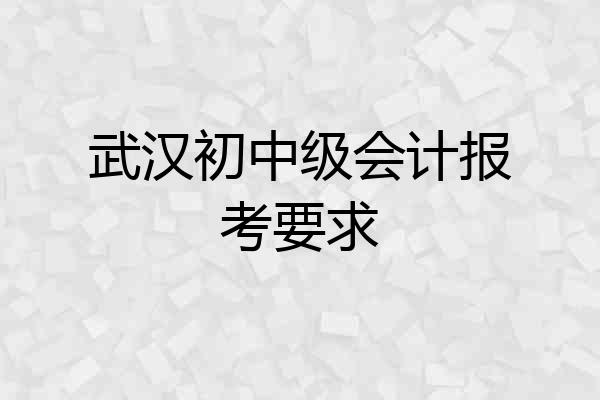 武汉初中级会计报考要求