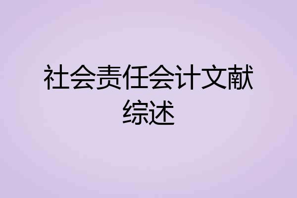 社会责任会计文献综述