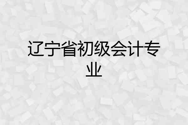 辽宁省初级会计专业
