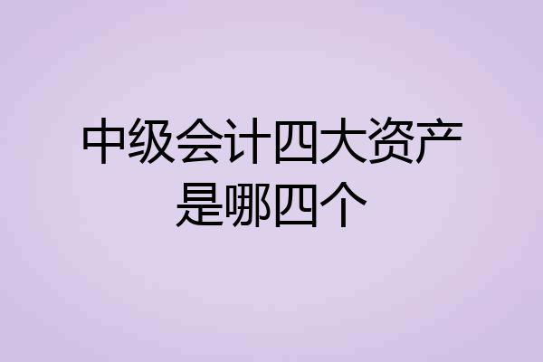 中级会计四大资产是哪四个