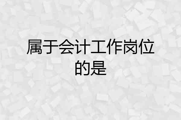 属于会计工作岗位的是