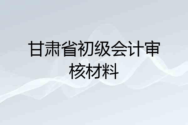 甘肃省初级会计审核材料
