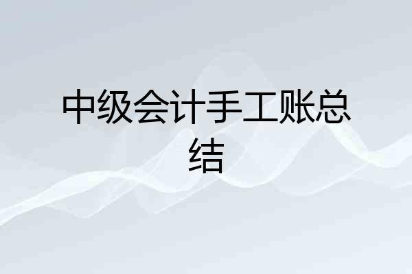 中级会计手工账总结