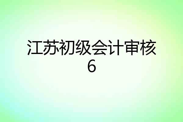 江苏初级会计审核6