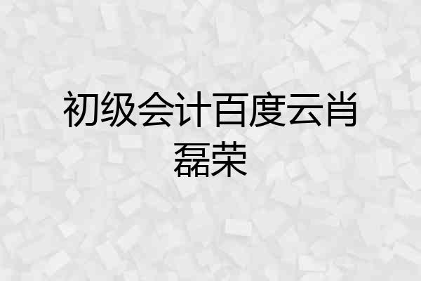 初级会计百度云肖磊荣