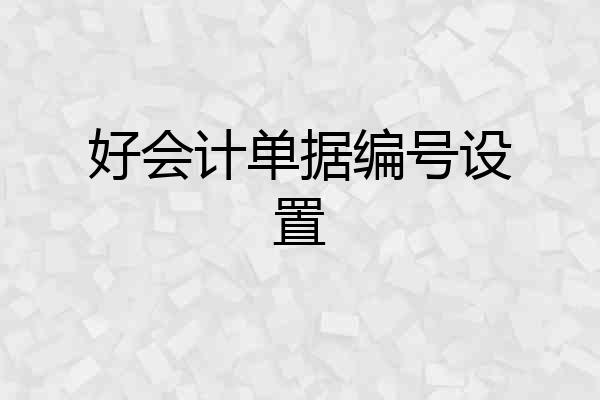 好会计单据编号设置