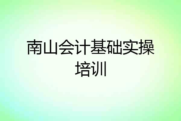 南山会计基础实操培训