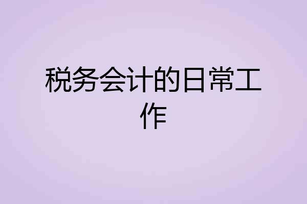 税务会计的日常工作