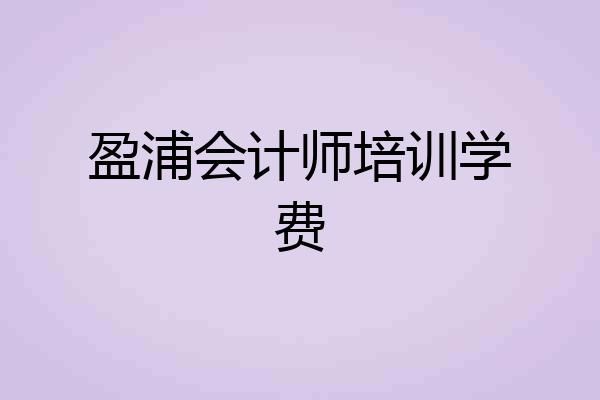 盈浦会计师培训学费