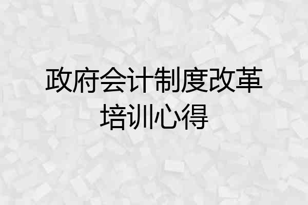 政府会计制度改革培训心得