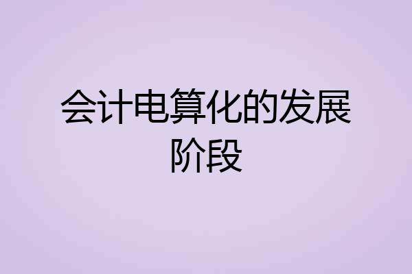 会计电算化的发展阶段