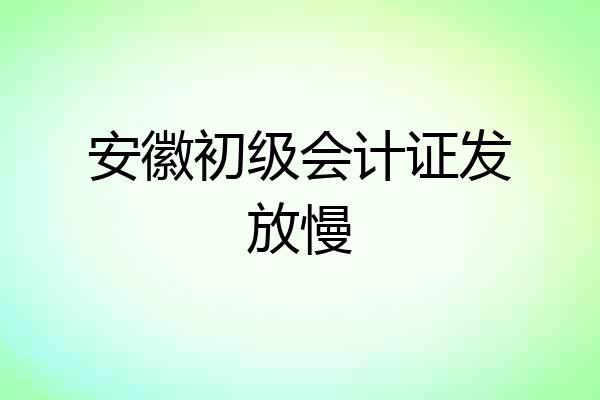 安徽初级会计证发放慢