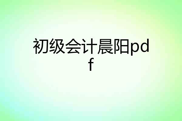 初级会计晨阳pdf