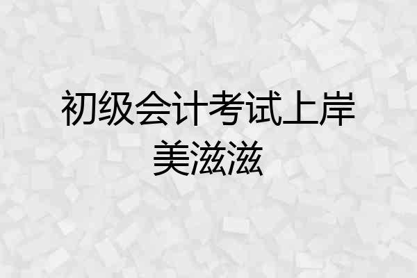 初级会计考试上岸美滋滋