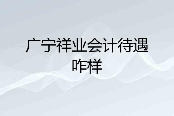 广宁祥业会计待遇咋样