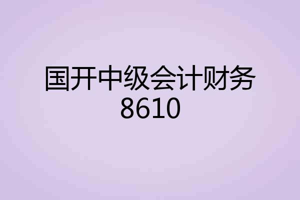 国开中级会计财务8610